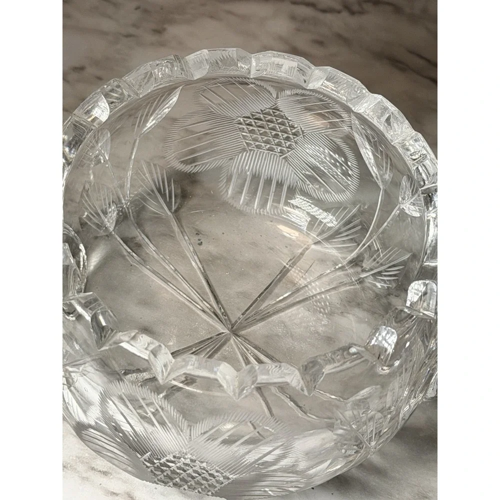 America Brilliant Period Style Cut Crystal Cream and Sugar Set Sunflower (3027)